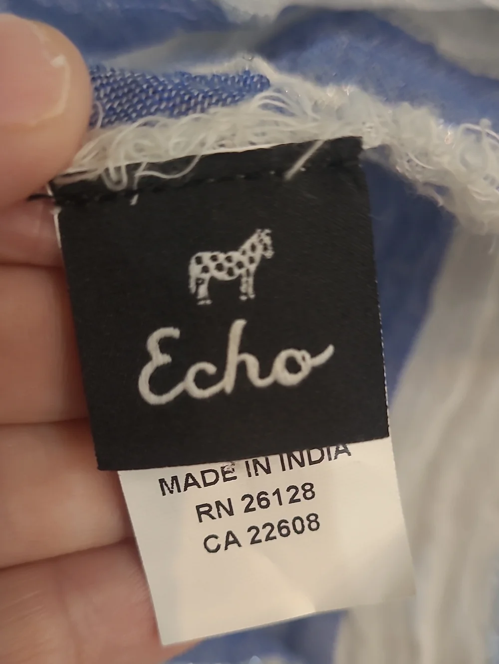 Echo Blue and White Striped Decorative Shawl Throw Lenght  64